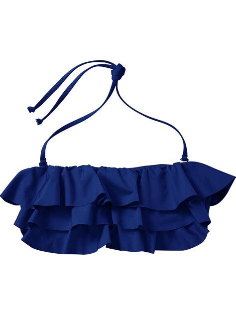 Royal Blue Ruffle Bandeau Swim Tops Flounce Bikini Top Fab Fashion
