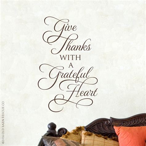 Give Thanks With A Grateful Heart Script Wall Decal Old Barn Rescue