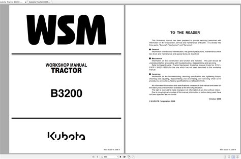 Kubota Tractor B3200 Workshop Manual Enfr