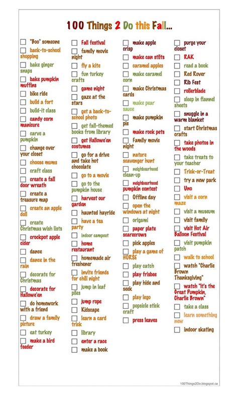 Things Ive Done Checklist Fun Fall Bucket List 100 Things To Do