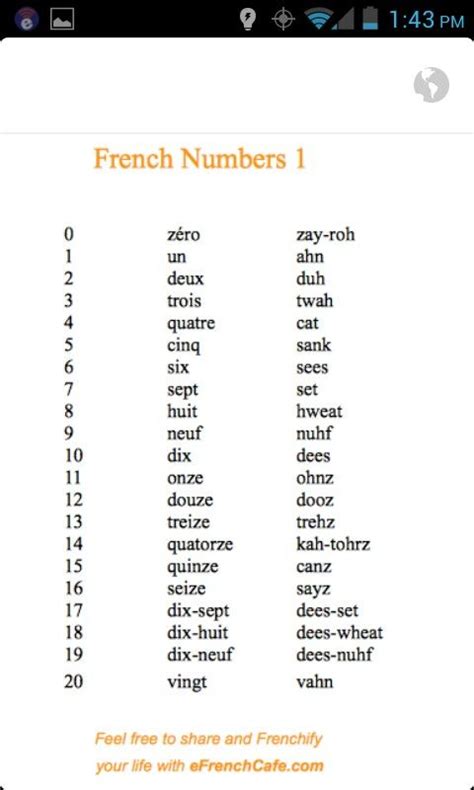 French Numbers 1-20 | Basic french words, French language lessons ...