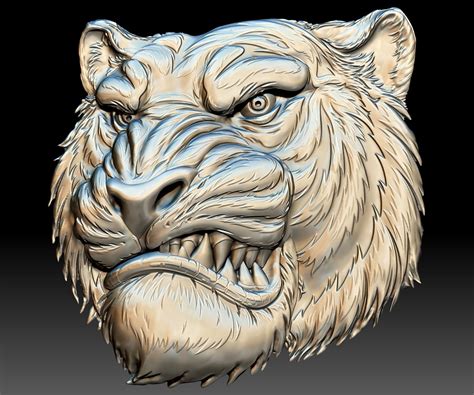 Tiger Head Stl File 3d Model Bas Relief For Cnc Router