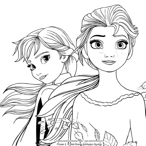 Desenho De Elsa E Anna De Frozen 2 Para Colorir