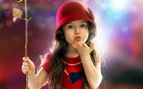 Beautiful Baby Girl Give Flying Kiss Hd Wallpapers