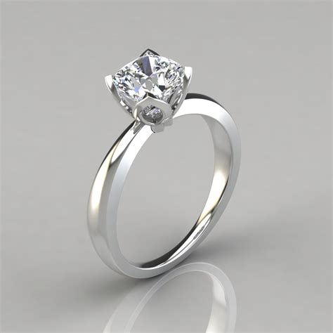 2.26 cttw art deco ring halo engagement ring infinity crossover band cushion cut diamond simulant bridal ring br9852 besbelle 5 out of 5 stars (9,143) $ 105.50 free. Petal Design Cushion Cut Solitaire Engagement Ring - Forever Moissanite