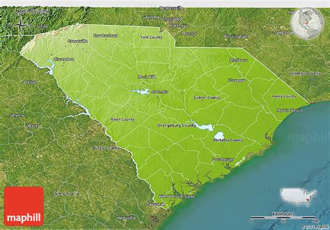 South Carolina Satellite Wall Map By Outlook Maps Mapsales Gambaran