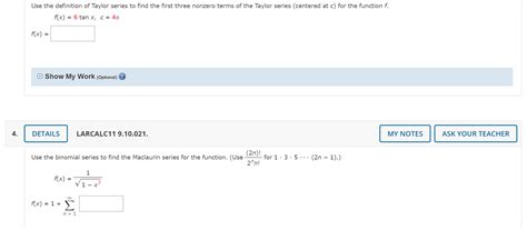 Solved Use The Definition Of Taylor Series To Find The First