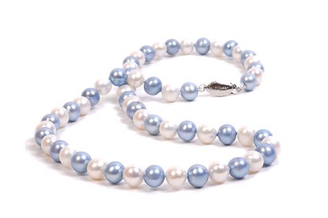 18 Carolina Blue And White Freshwater Pearl Necklace