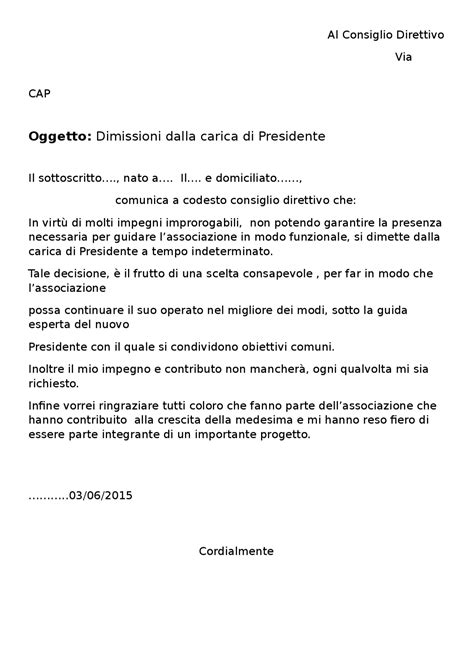 Fac Simile Lettera Dimissioni