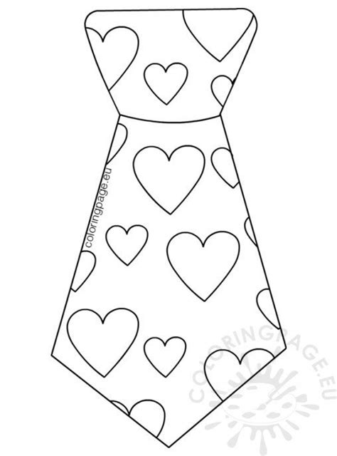 Tie With Hearts Coloring Page Fathers Day Coloring Page