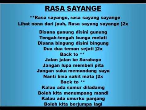 Lirik lagu dan video klip. RASA SAYANGE - Lagu dan Tari Nusantara - Lagu Anak - YouTube
