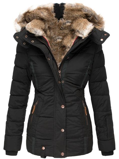 Sysea Sysea Winter Women Wool Warm Jacket Hooded Zipper Coat Outwear