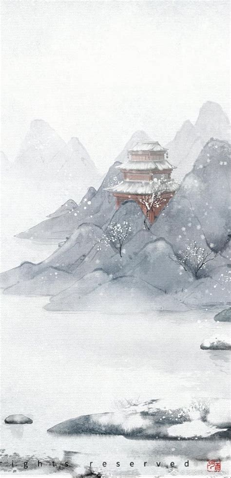 Chinese Art Mount Everest Mountains Background Natural Landmarks