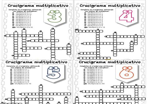Entretenido Crucigrama De Las Tablas De Multiplicar Zona Educacion