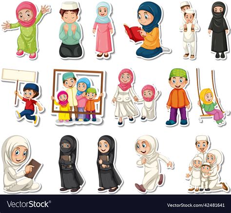 Sticker Set Of Islamic Religious Symbols And Vector Image