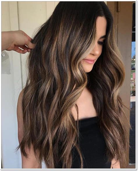 Black long shiny hair hairstyle with dark highlights. 109 Stunning Brown Hair Color Ideas