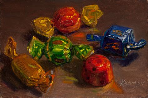 Wang Fine Art Wrapped Chocolate Candies Still Life Food Painting A