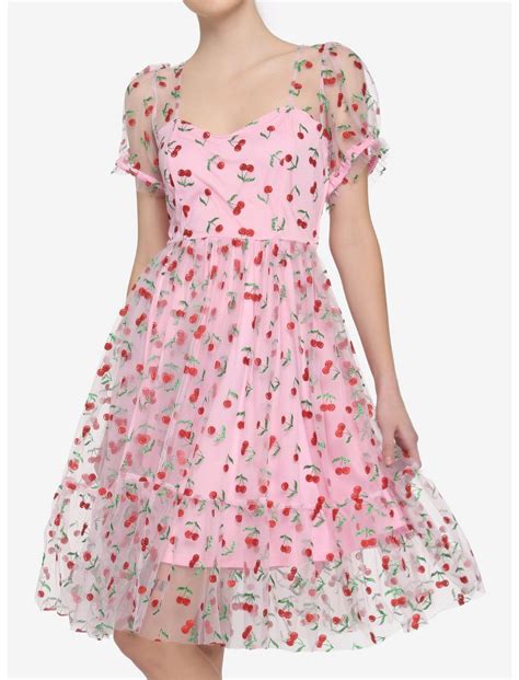 Cherry Glitter Mesh Dress Hot Topic