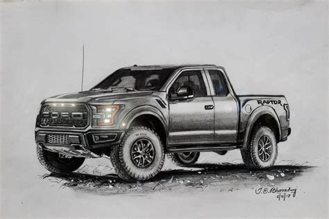 Ford F 150 Raptor Pencil On Paper A3 Size Camioneta Dibujo Ford