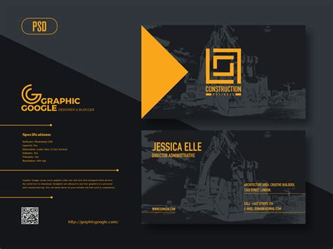 185+ best free business cards templates: Free Construction Business Card Design Template - Graphic Google - Tasty Graphic Designs ...