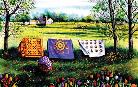 Amish Spring Jigsaw Puzzle Painting Spring Quilts Art Quilts