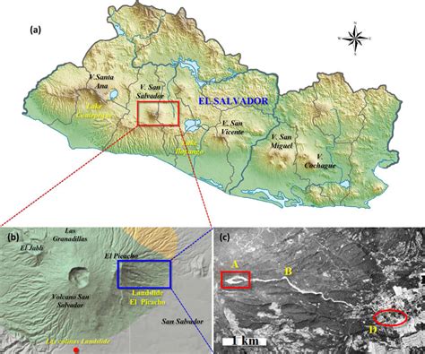 Location Of El Picacho Landslide A Topographic Map Of El Salvador