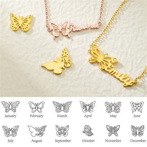 Personalized Birth Month Butterfly Name Necklace Jewelry T For Mom