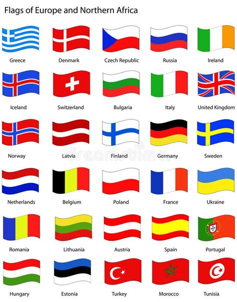 Flags Of Europe Wavy Style Flags Of Europe And Northern Africa With A Wavy St Aff Wavy