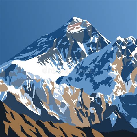 Mount Everest From Gokyo Peak Vector Illustration Stock Illustration