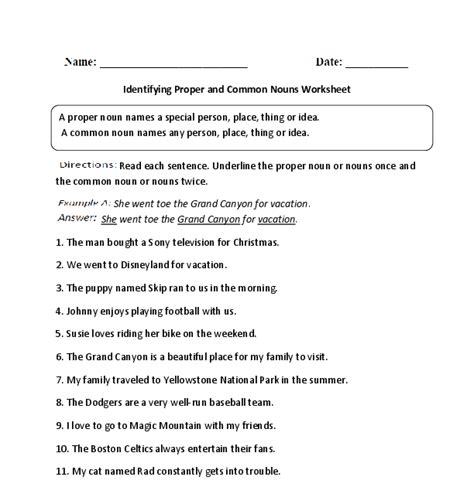 Write the word common next to each common noun and rewrite proper noun on the line next. Common And Proper Nouns Worksheet For Grade 3 Pdf - Beginner Worksheet