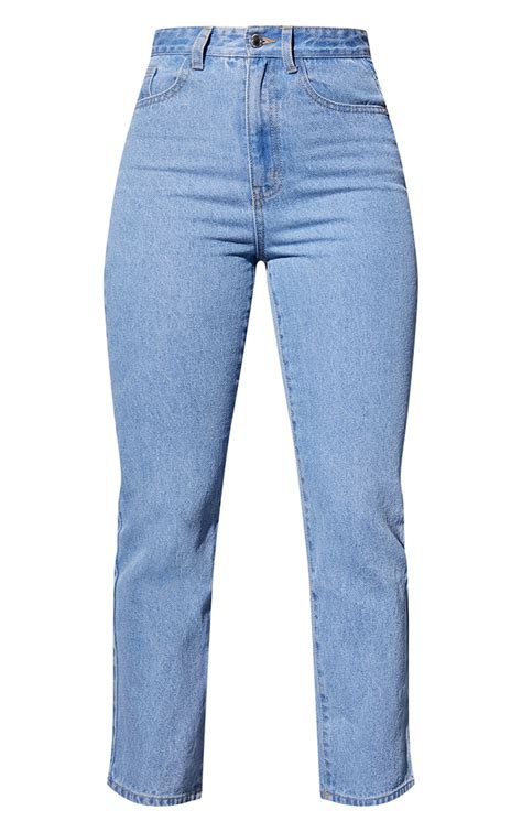 Recycled Light Blue Wash Basic Straight Jeans Prettylittlething Aus