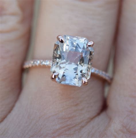 Champagne Sapphire Engagement Ring Emerald Cut Champagne Etsy