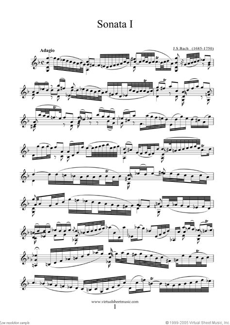 Bach Violin Sonata No1 In G Minor Sheet Music For Violin Solo