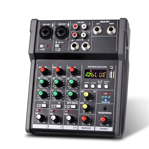 Professional Audio Mixer Sound Board Console 4 Channel Digital Usb