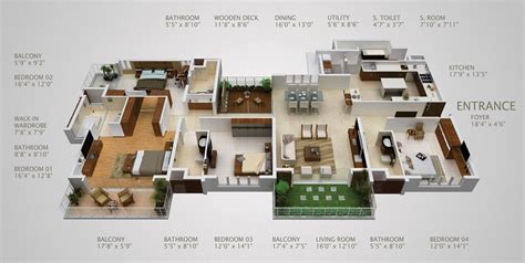 2021's leading website for 4 bedroom floor plans, house plans, blueprints & designs. 50 Four "4" Bedroom Apartment/House Plans | Architecture ...