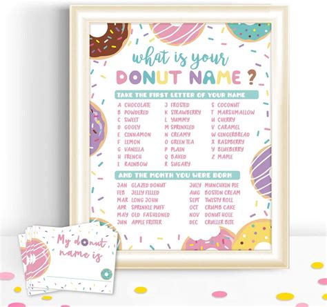 Levfla Whats Your Donut Name Game Girls Sprinkles Birthday