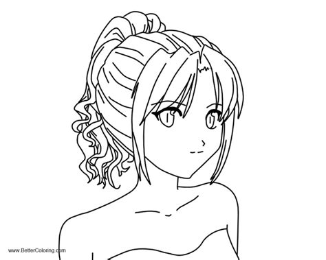 Girly Coloring Pages Anime Girl By Dalibabe91 Free