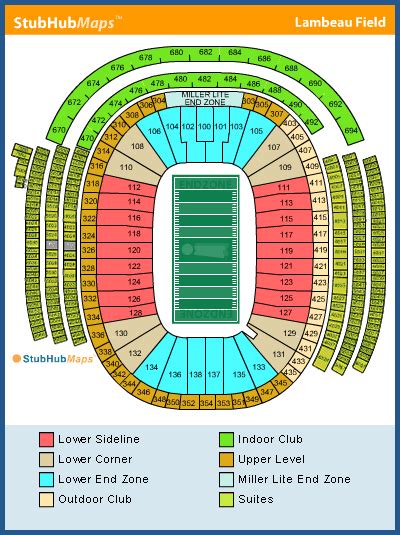 Lambeau Field Seating Chart With Rows Seat Number