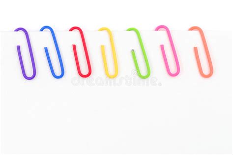 Colorful Paper Clip And White Paper Stock Photo Image Of Stationery