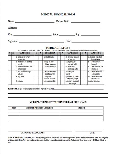 Printable Physical Form Print Outs Printable Forms Free Online