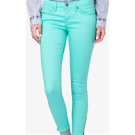 Forever 21 Colored Zippered Skinny Jeans 16 Liked On Polyvore Fashion Skinny Skinny Jeans