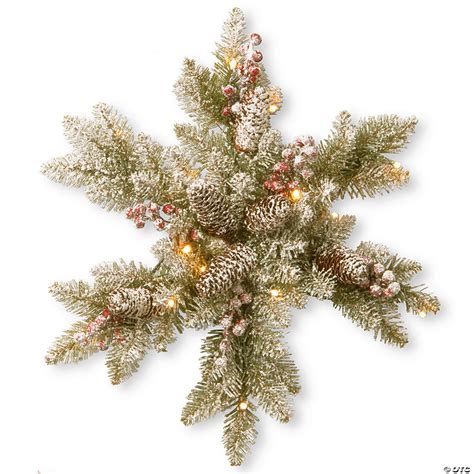 National Tree Company 18 In Snowy Dunhill Fir Snowflake With Battery