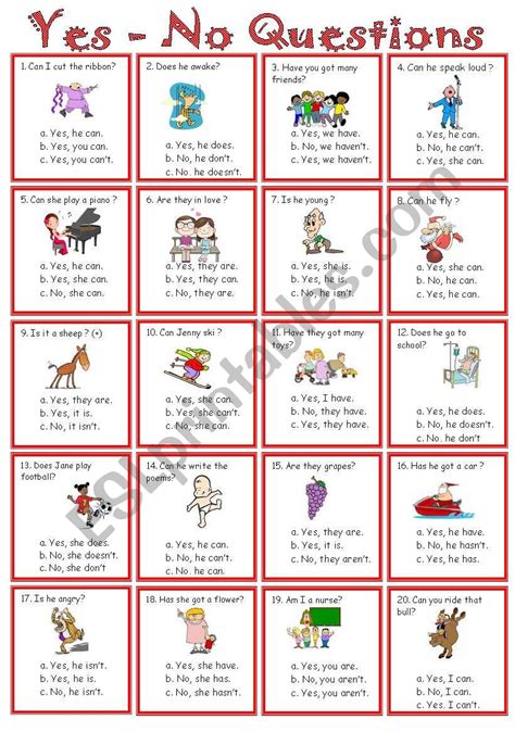 Please share this page using the share buttons above. YES-NO QUESTION ( MULTIPLE CHOICE ) - ESL worksheet by ...