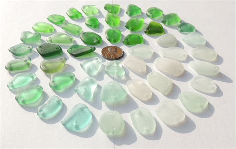 48 Genuine Double Drilled Surf Tumbled Sea Beach Glass For Etsy