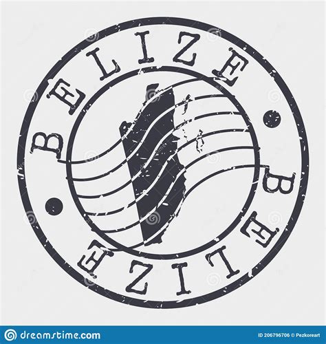 Belize Stamp Postal Map Silhouette Seal Passport Round Design Vector