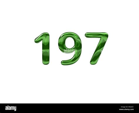 Green Number 197 Isolated White Background Stock Photo Alamy