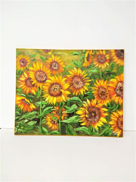 Sunflower Painting Original Art Floral Wall Art Flowers Etsy