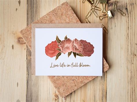 Live Life In Full Bloom Greeting Card X Greeting Card Etsy