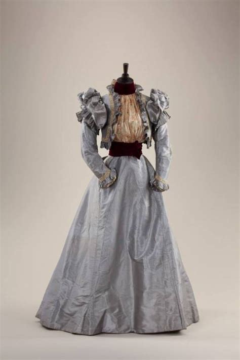 ephemeral elegance velvet trimmed silk moire day dress ca 1890svia