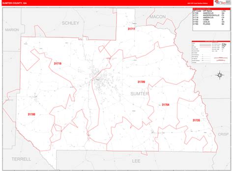 Sumter County Sc Zip Code Wall Map Red Line Style By Marketmaps